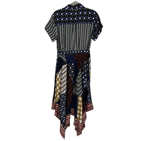 Anthropologie Maeve Contrast Midi Shirt Dress Patchwork Boho Short Sleeve Size S - Picture 3 of 11